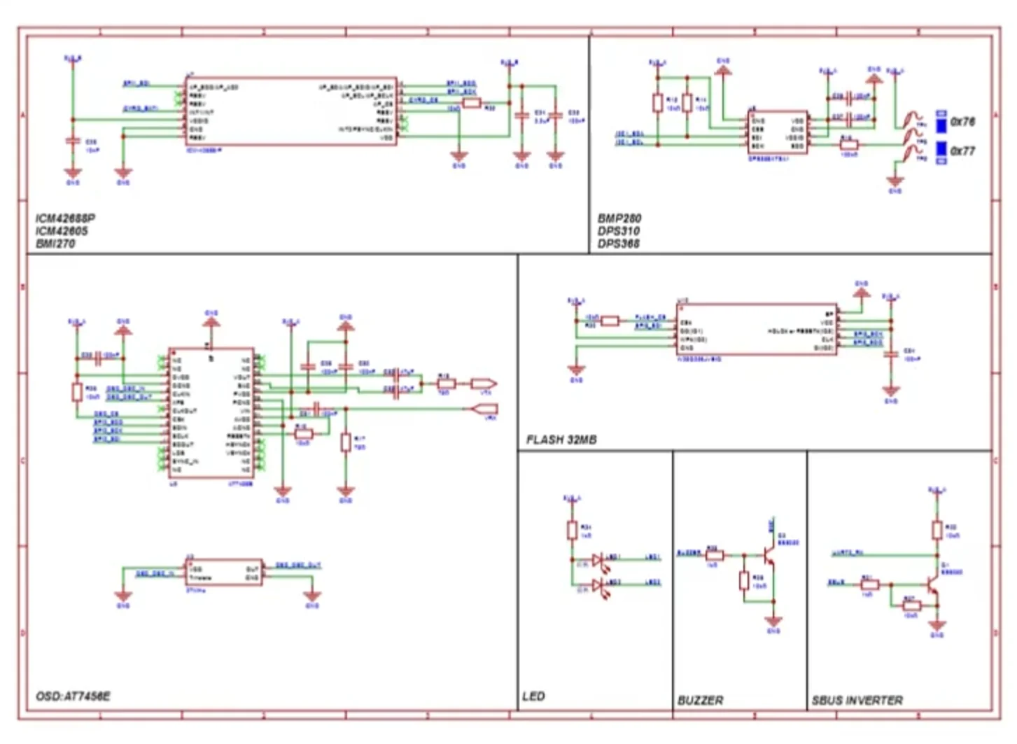 Schematic sheet for a drone flight controller