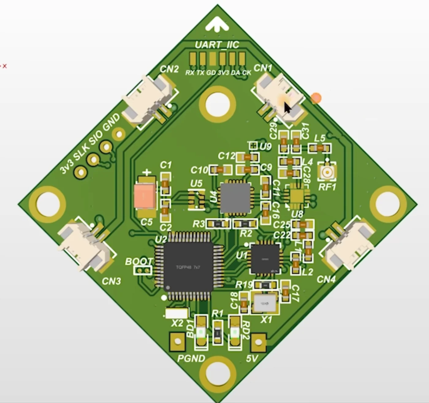 Flight controller board layout render